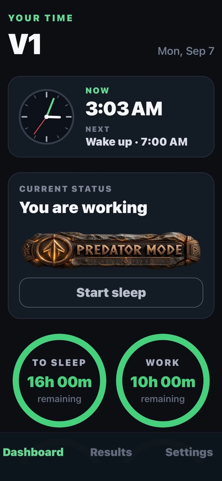 Actual V1 Discipline dashboard screen